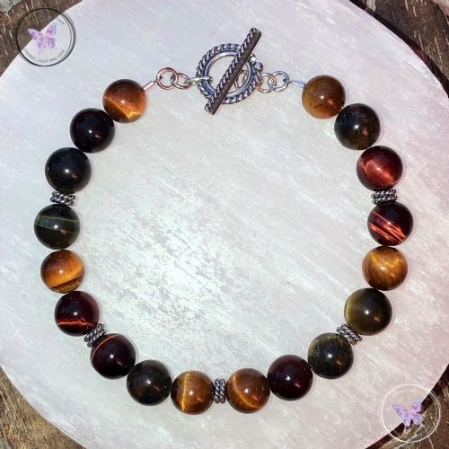 Red Blue Golden Tiger Eye Bracelet